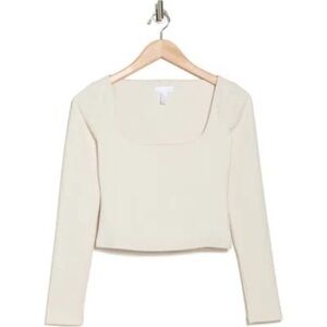LEITH Long Sleeve Crop Top NWOT Women’s Size XL Ivory **Flaw**